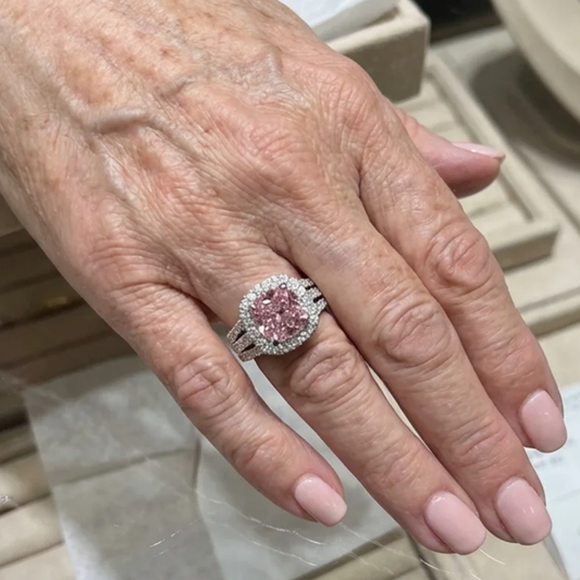 Blush Empress Halo Ring | White Gold