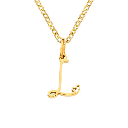 Heart Initial Necklace | Gold