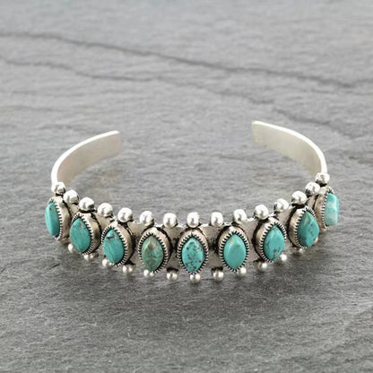 Azmira Turquoise Cuff Bracelet | White Gold