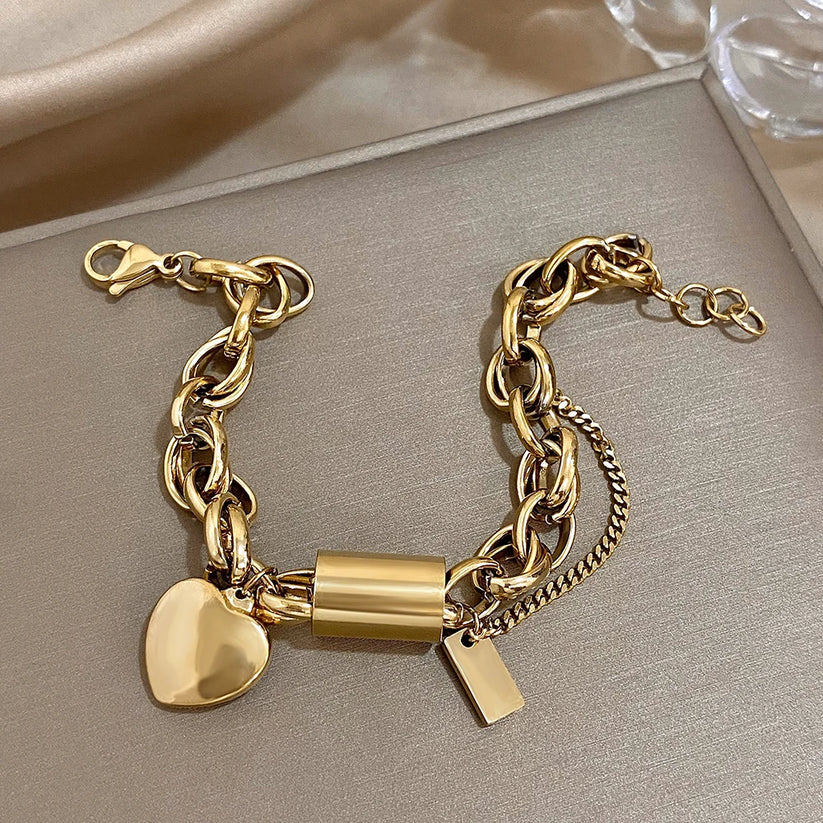 Heartened Chunky Bracelet | White Gold