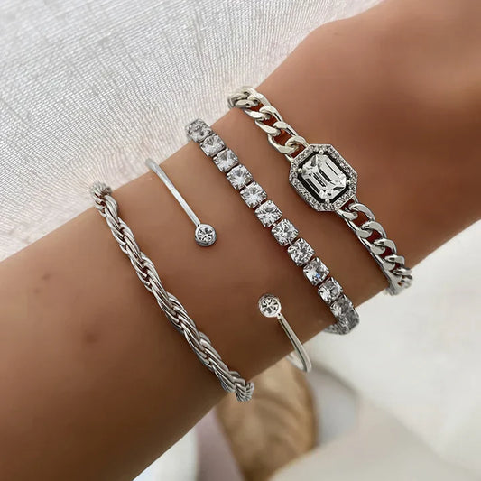 Domitia Calvina Bracelet Set | White Gold